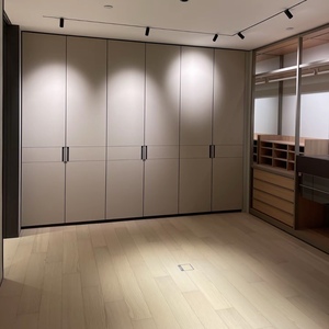 Système de dressing sur mesure, armoires de rangement pour vêtements avec portes en verre, dressing ouvert personnalisé avec éclairage LED. - Product Image 5
