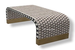 โต๊ะกาแฟฝังกระดูกทรงสี่เหลี่ยมผืนผ้าโต๊ะข้างเตียงสีขาวไข่มุก - Product Image 4