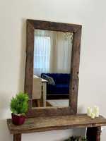 Miroir décoratif moderne encadré en bois rustique, couleur et forme personnalisées, cadre en fer, pour la maison ou le bureau, sans électricité