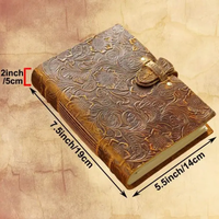 Carnet de notes créatif fait main en cuir véritable gaufré 7x5, 120 pages, papier à bords festonnés, journal vierge antique, coffret cadeau vintage