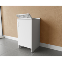Meuble de salle de bain compact pour intérieur avec vasque en céramique, armoire en bois massif, 45x50x85 cm, résistant à l'eau
