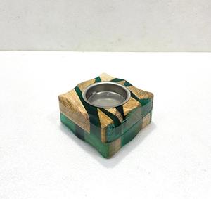 Brûleur à encens en résine époxy noire et incrustation de bois, artisanal, luxe, brûleur à encens arabe Mabkhara, brûleur à charbon de bois, porte-oud - Product Image 2