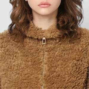 Lâche ajusté meilleure vente Article femmes Sherpa polaire à capuche prix de gros fermeture éclair Look mode basique Sherpa polaire veste - Product Image 6