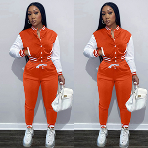 Ensemble survêtement deux pièces à carreaux personnalisé pour femmes, veste universitaire, pantalon de jogging, tenue streetwear, vêtements de sport, survêtement zippé, vente en gros - Product Image 3