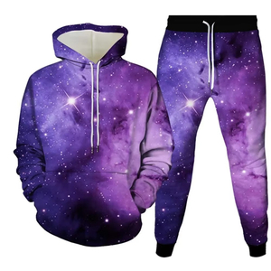 Conjunto de chándal para hombre, sudaderas con capucha informales con estampado 3D de estrellas, pantalones, conjuntos de 2 piezas, jersey de gran tamaño, ropa de calle de moda para hombre, personalización - Product Image 1