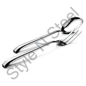 Stainless Steel Tulip Salad Server 2 Pcs Set Mirror <b>Polish</b> Silver Color Stainless Steel at Wholesale Price - Product Image 1