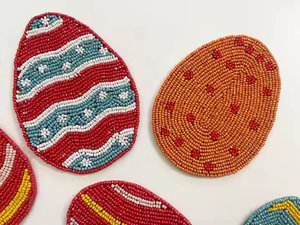 Sous-verres à broderie multi-perles de forme ronde en gros fabriqués à la main \ caboteur de perles de verre - Product Image 3