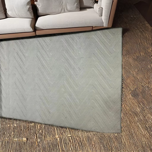 Sang trọng trừu tượng Vòng mô hình sàn Mat | Kem trắng handmade phòng khách thảm với cao thấp đống mềm NZ len - Product Image 2