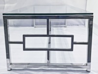 Table basse carrée moderne en acier inoxydable, ensemble de tables d'appoint avec plateau en verre personnalisé, finition or rose, taille sur mesure, meubles de salon portables