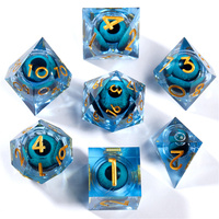 Jeu de 7 dés en résine pour dragon et donjon Blue Dragon Eye avec dés polygonaux à bords tranchants