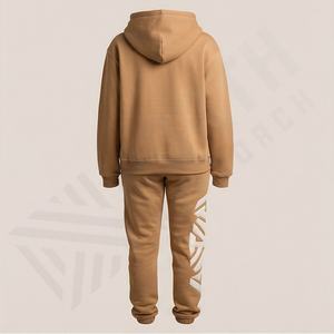 ชุดเซ็ตเสื้อฮู้ดดี้และกางเกงขายาวทรงบาน สไตล์สตรีทแวร์  แบบซิป  ตกแต่งด้วยลายปะ  ล้างสีแบบแอซิด  สำหรับผู้ชายและผู้หญิง  สีสั่งทำได้ - Product Image 1