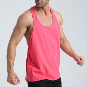 OEM Custom Logo High Quality 95% Cotton 5% Spandex <b>Men</b> Workout Stringer Bodybuilding <b>Singlet</b> Fitness Gym Tank Top - Product Image 3
