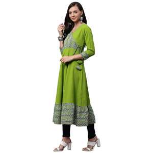Kurta ผ้าฝ้ายพิมพ์ลายผู้หญิง Angrakha สไตล์ - Product Image 1