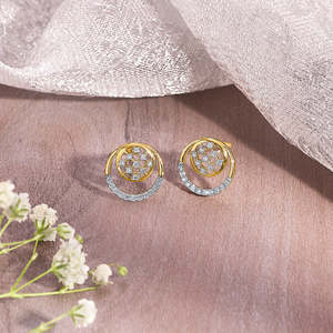 Florette Arc 14k Rose Gold Heart Stud <b>Earrings</b> with <b>Moissanite</b> or Zircon - Product Image 1