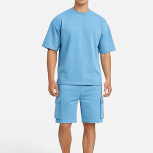 Conjunto de camiseta y pantalones cortos tipo cargo para hombre, informal, de verano, de secado rápido, transpirable, conjunto de 2 piezas de ropa informal para calle, unisex - Product Image 4