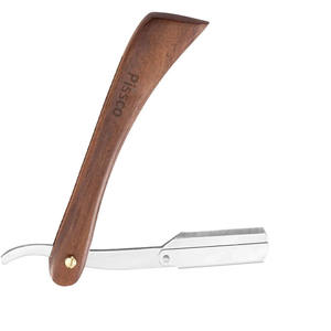 Navaja de Afeitar Recta de Acero Inoxidable con Mango de Madera, Acabado Espejo, Reutilizable, de Una Sola Hoja, para Salón de Belleza - Product Image 3
