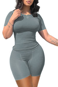 ฤดูร้อนที่กําหนดเอง 2 ชิ้นกางเกงขาสั้นชุดผู้หญิง Jogger ชุดเสื้อยืดและชุดสั้น Biker 2 ชิ้นชุดสั้น - Product Image 5