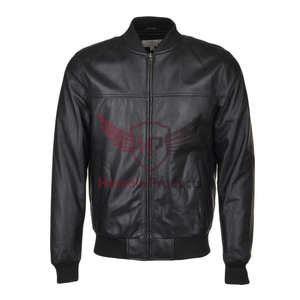 Blouson aviateur en cuir noir de qualité supérieure-Danny: style classique, blouson aviateur en cuir à bord moderne Blouson Danny noir Premium - Product Image 1