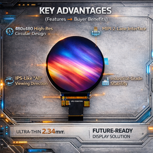 2,8 Zoll Rundes LCD-Display 480x480 Auflösung MIPI 2-Lane-Schnittstelle TFT LCD-Modul für Smart Home & Wearables - Product Image 2