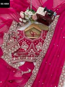 Saree en tissu de soie Tibby de mariage indien avec séquence avec fil de travail Saree de saison de mariage et de festival avec des pièces de chemisier - Product Image 6