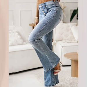 Novedades Pantalones acampanados de algodón para mujer Pantalones vaqueros Ropa informal Precio al por mayor Nuevo diseño Mejor material Pantalones Acampanados para mujer - Product Image 3