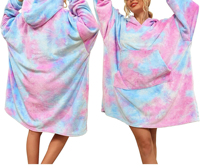 Oversized Koreaans geweven quilted deken-hoodie voor dames, luxueus zacht, milieuvriendelijk, draagbaar fleece sweatshirt met landschapspatroon