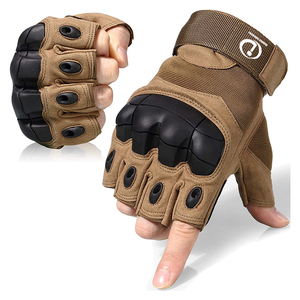Gants de moto demi-doigt rembourrés en cuir de couleur marron, teints en tissu uni, taille et couleur personnalisées, gants de moto - Product Image 5