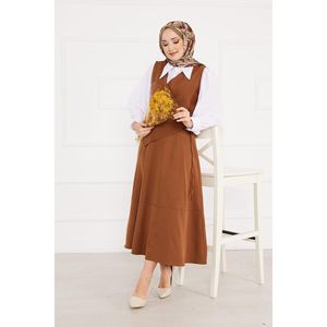 Ensemble de hijabs avec jupe gilet marron 2 pièces pour femmes - Product Image 3