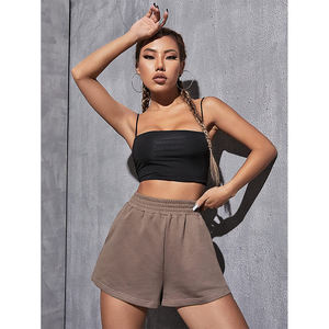 Short en jersey taille haute personnalisé pour femmes été plage décontracté Sport Yoga respirant grande taille bouton poche Logo décoration - Product Image 4