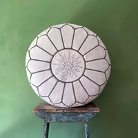 Pouf en cuir véritable marocain traditionnel fait à la main pouf amovible tabouret blanc pour salon chambre canapé tabouret