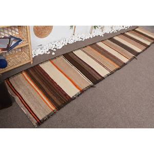 พรมขนสัตว์คลาสสิกเป็นมิตรกับสิ่งแวดล้อมแนวคลาสสิกแนวชนบทขนาด2.7x13.8ฟุตสีน้ำตาลวัสดุสีเบจเย็บปะติดปะต่อกันผ้าวิสคอสความสูงปานกลางมีพื้นหลังเป็นยางสำหรับวัยรุ่น - Product Image 3