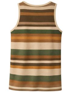 Manufacturer Mens Green Brown Beige Striped Tank <b>Top</b> <b>Sleeveless</b> Scoop Neck Casual Summer Vest Soft Breathable Gym Streetwear - Product Image 2