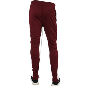 Trendy Men's Burgundy Slim Fit Track Pants with Zipper Pockets & Ankle <b>Zips</b> Comfortable Washed Polyester Cotton Men's Pants - Product Image 2