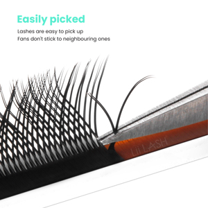 ขนตาปลอม YY สีน้ำตาล น้ำหนักเบา แบบพัดสำเร็จรูป ก้านสั้น ขนตาปลอม YY แบบ Clover Fan ขายส่งจากผู้ขายชั้นนำ - Product Image 5