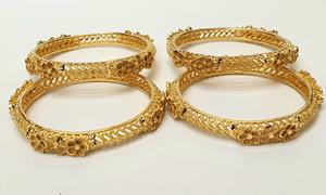 Juego de 4 Brazaletes de Alta Calidad Chapados en Oro de 24 Quilates de Dubái para Mujer, Populares y Económicos, Accesorios de Moda de 2 GRM - Product Image 3