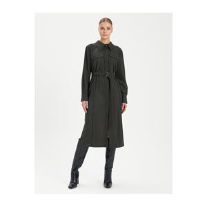 Robe décontractée avec ceinture cintrée en mélange de viscose, col chemise, non doublée, très colorée - Product Image 5