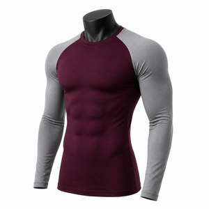 Custom Compression Shirt Men <b>Long</b> <b>Sleeve</b> Raglan Gym Fitness Tight <b>Base</b> <b>Layer</b> Breathable Quick Dry Sportswear - Product Image 3