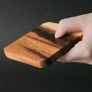 Sous-verres carrés en bois pour boissons en gros sous-verres carrés ronds naturels personnalisés en noyer par artisanat en croissant - Product Image 1