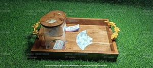 Ensemble de pots à bonbons en acrylique faits à la main avec plateau en bois incrusté de nacre, coffret cadeau d'affaires de luxe, classique, petite taille 150 ml - Product Image 6