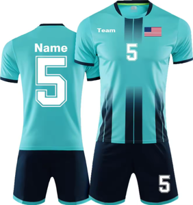 ชุดเสื้อฟุตบอลและกางเกงขาสั้นของผู้ชายผ้าโพลีเอสเตอร์ส่วนบุคคลพร้อมโลโก้หมายเลขชื่อสำหรับใช้ในฤดูร้อน - Product Image 3
