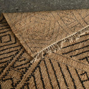 Tapis en jute naturelle tissé à la main, abstrait, moderne, écologique, antidérapant, adapté aux animaux domestiques |   Tapis de salon fait main - Product Image 5
