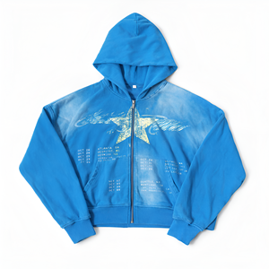 <b>Mens</b> premium <b>zip</b> <b>up</b> hoodie oversized streetwear graphic print washed cotton fleece casual jacket for <b>men</b> women winter wear <b>top</b> - Product Image 1