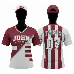 Maillot de hockey sur gazon pour femmes, 160 GSM, maille polyester respirante, bordeaux et blanc, panneau diagonal, sublimation, logo d'équipe personnalisé - Product Image 1