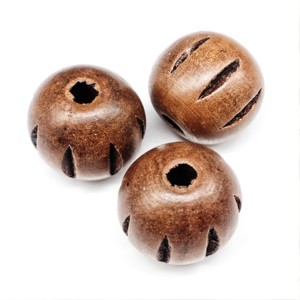 Perles en bois rondes de 20 mm, grand trou, marron, forme personnalisée et perles en bois colorées, façonnées et dimensionnées à la main, produit indien artisanal - Product Image 2