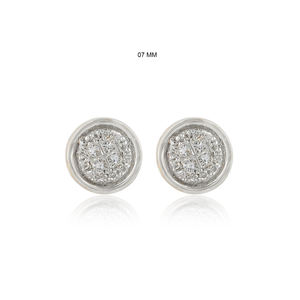 14k or naturel diamant disque minimaliste 7 MM lobe d'oreille boucles d'oreilles vis dos bijoux fins en gros, cadeau d'anniversaire goujons - Product Image 1