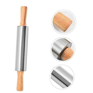 ไม้กลิ้งทำจากสแตนเลสขนาดเล็กมีด้ามจับแบบไม่ติดสำหรับคุกกี้และแป้งสำหรับแผ่นทำขนมอบ - Product Image 2
