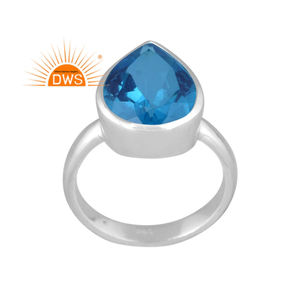 แหวนซ้อนได้รูปลูกแพร์ทำจากเงินสเตอริงสองสีสวิสบุษราคัม - Product Image 1