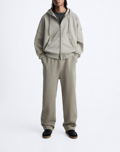 Conjunto Deportivo de Invierno para Hombre, Sudadera con Capucha y Cremallera Estampada y Pantalones de Jogging, Felpa de Alta Calidad, Talla Grande, Dos Piezas - Product Image 1