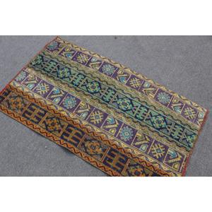 Alfombra Turca Vintage de 2.9x4.9 pies, Alfombra Pequeña, Alfombra de Lana con Diseño Floral Azul Verde - Product Image 3