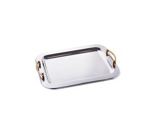 ถาดเสิร์ฟอาหารสแตนเลสพร้อมด้ามจับสีทอง - Product Image 1